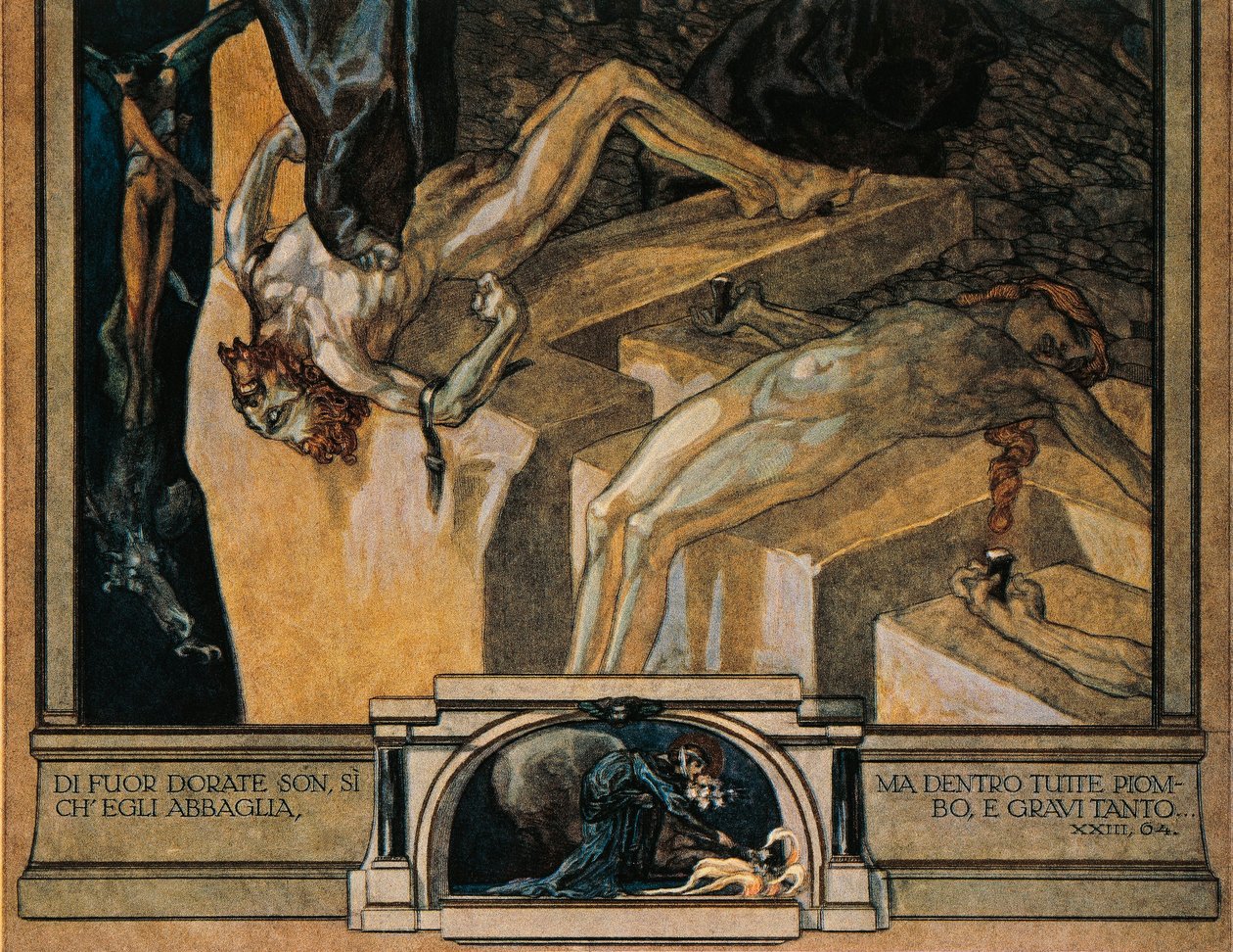 Østrig, Wien, Illustration af Dante Alighieris guddommelige komedie (Helvede, sang XXII) af Franz von Bayros, detaljer af Franz von Bayros (1866 1924)
