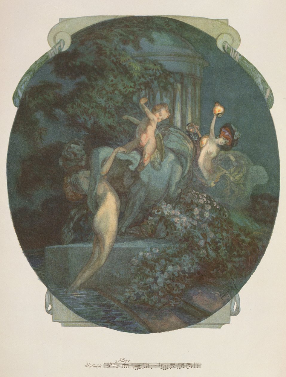 Kentaur, Nymfer og Amor af Franz von Bayros (1866 1924)