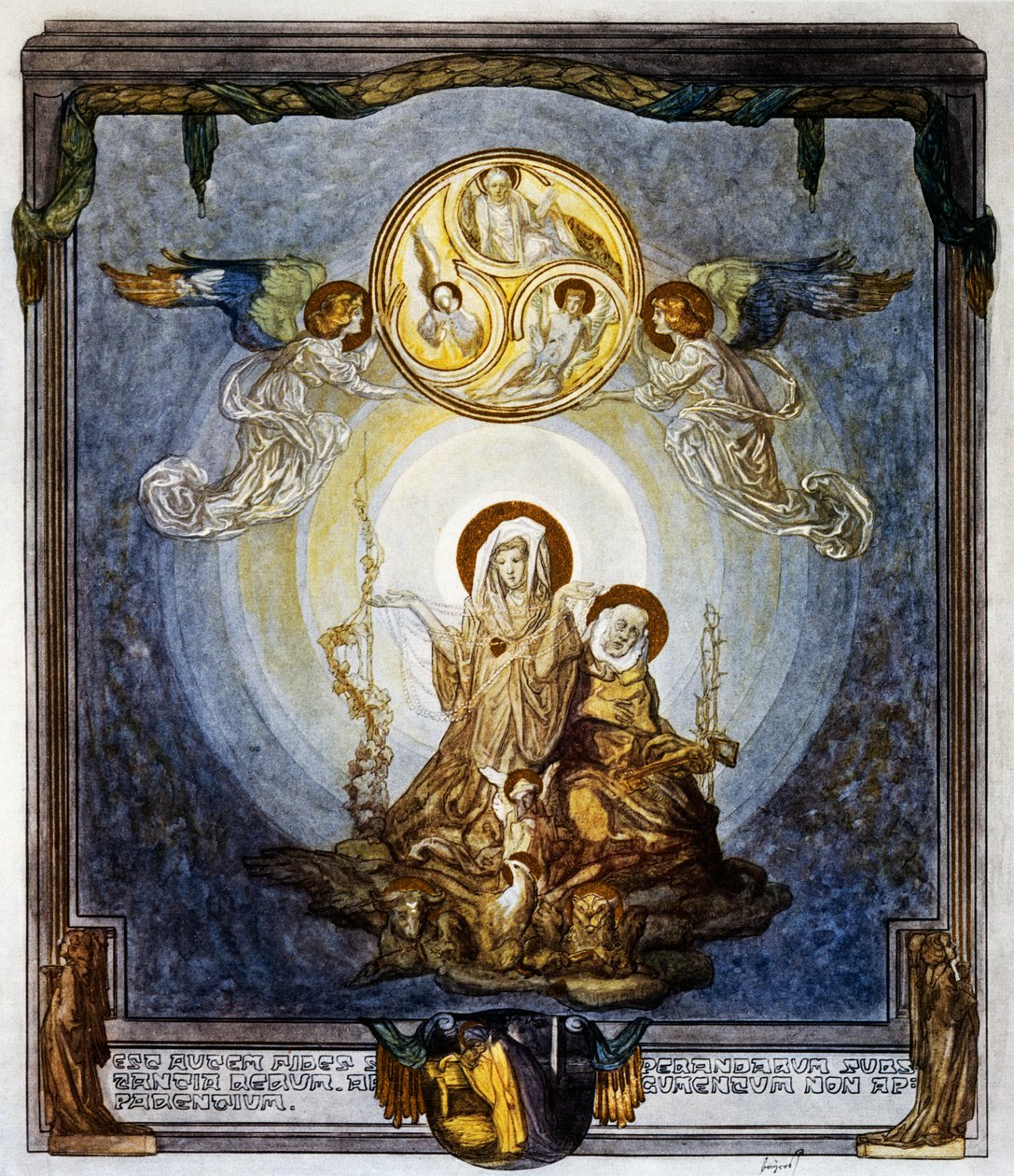 Tro er indholdet af ting, vi håber på, og beviser for dem, der ikke ses, og dette forekommer mig at være quiddity, canto XXIV, Heaven, Divine Comedy af Dante Alighieri, illustration af Franz von Bayros (1866-1924), Wien af Franz von  Bayros