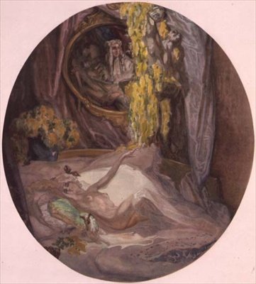 Kvinde på en seng af Franz von Bayros (1866 1924)
