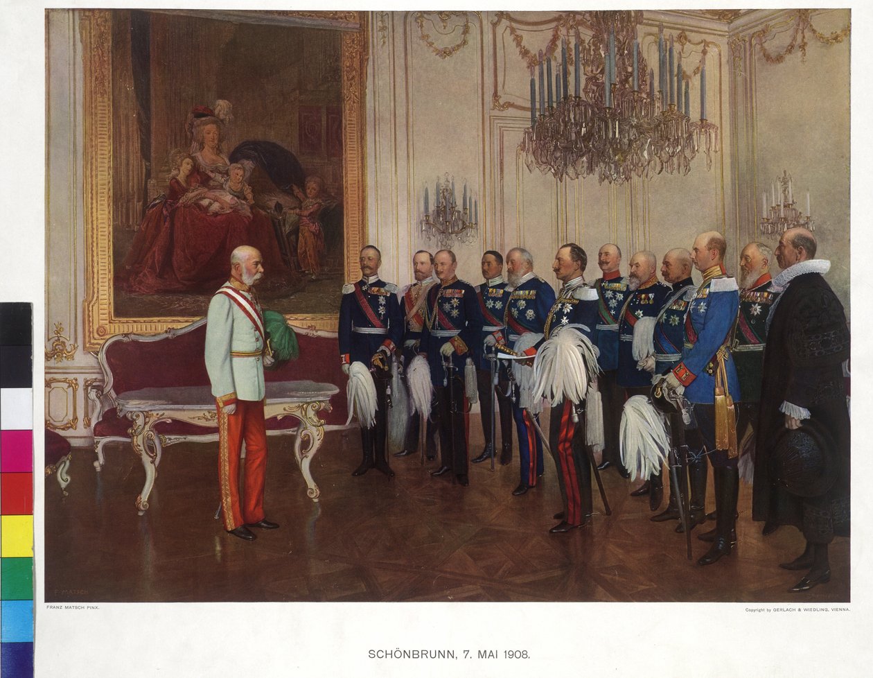 Besøg af den tyske forbundsfyrste den 8. maj 1908 på slottet Schönbrunn af Franz von (after) Capot