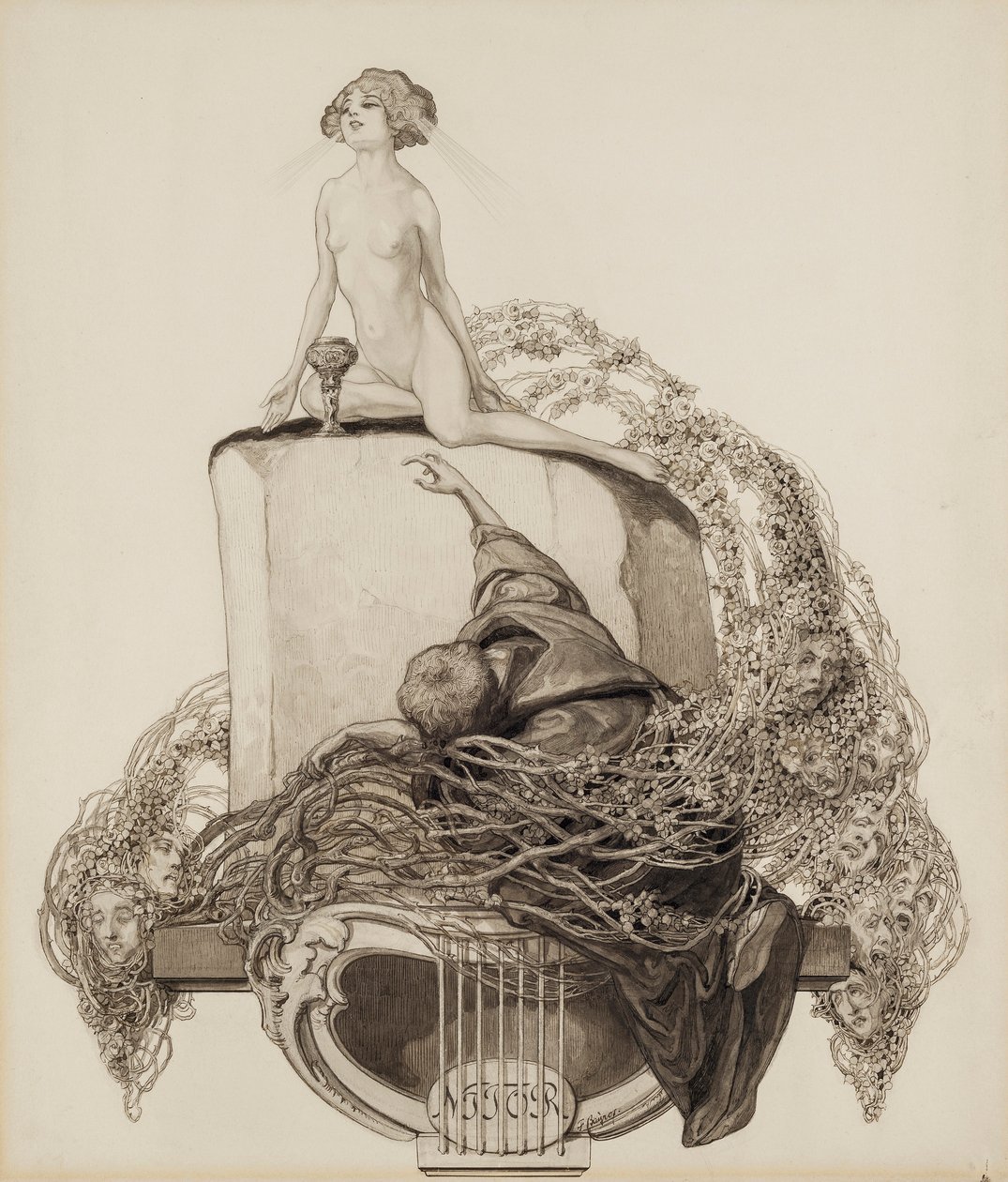 Ex Libris Walther og Amelia Fahrenhorst af Franz von Bayros