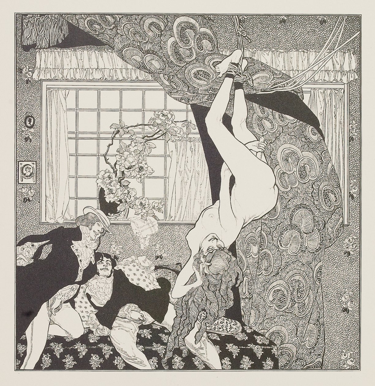 Illustration til fortællingerne ved toiletbordet af Choisy Le Conin af Franz von Bayros