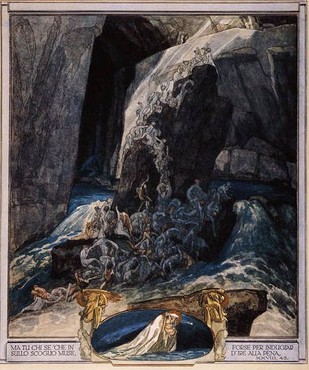Illustration fra Dantes guddommelige komedie, Inferno, Canto XXIII, 1921 (wc på papir) af Franz von Bayros
