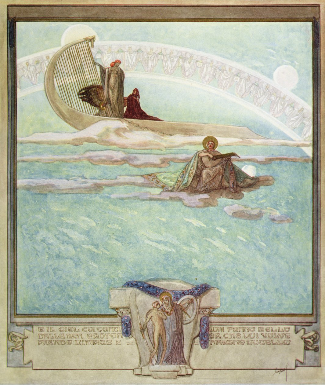 Illustration fra Dantes Guddommelige Komedie, Paradis, Canto II, 1921 (wc på papir) af Franz von Bayros