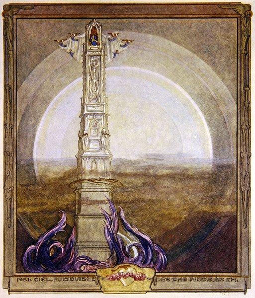 Illustration fra Dantes guddommelige komedie, Paradiso, Canto I, 1921 (wc på papir) af Franz von Bayros