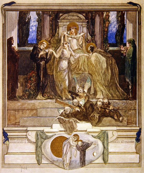 Illustration fra Dantes Guddommelige Komedie, Paradis, Canto XI, 1921 (wc på papir) af Franz von Bayros