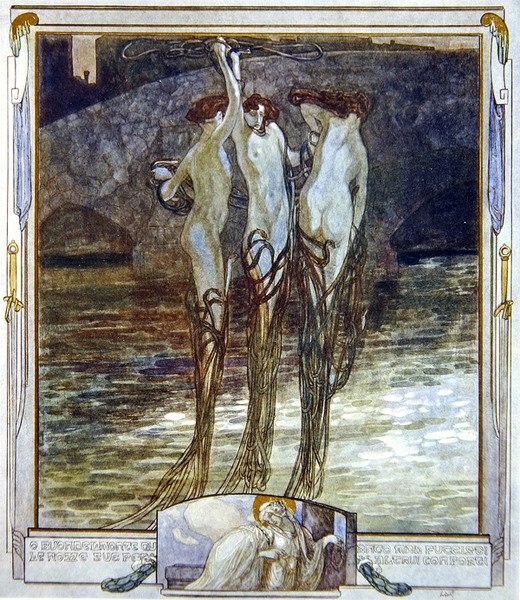 Illustration fra Dantes guddommelige komedie, Paradiso, Canto XVI, 1921 (wc på papir) af Franz von Bayros