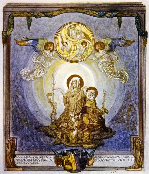 Illustration fra Dantes guddommelige komedie, Paradiso, Canto XXIV, 1921 (wc på papir) af Franz von Bayros