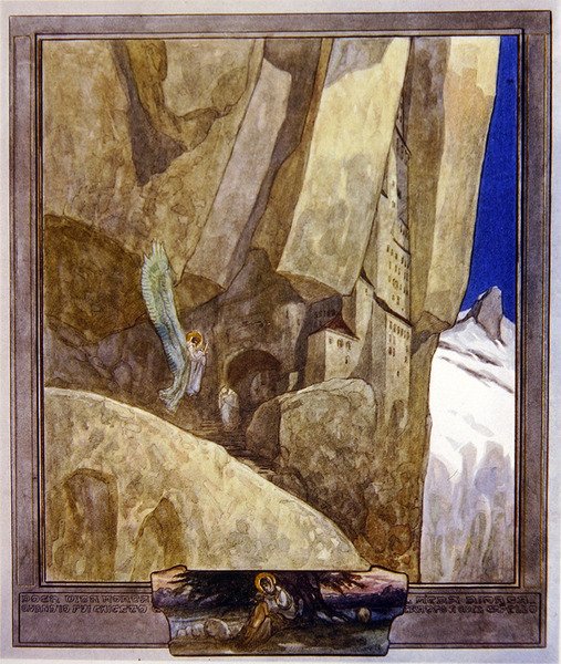 Illustration fra Dantes Guddommelige Komedie, Paradis, Canto XXI, 1921 (wc på papir) af Franz von Bayros