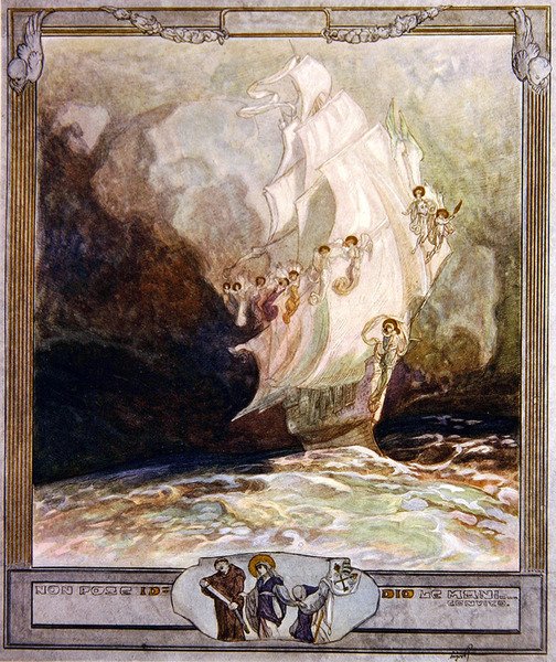 Illustration fra Dantes Divine Comedy, Paradise, Canto XXVII, 1921 (wc på papir) af Franz von Bayros