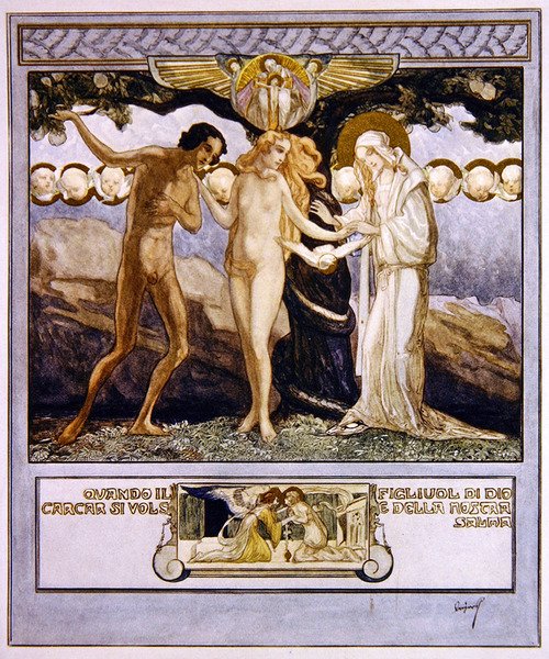 Illustration fra Dantes Guddommelige Komedie, Paradis, Canto XXXII, 1921 (wc på papir) af Franz von Bayros