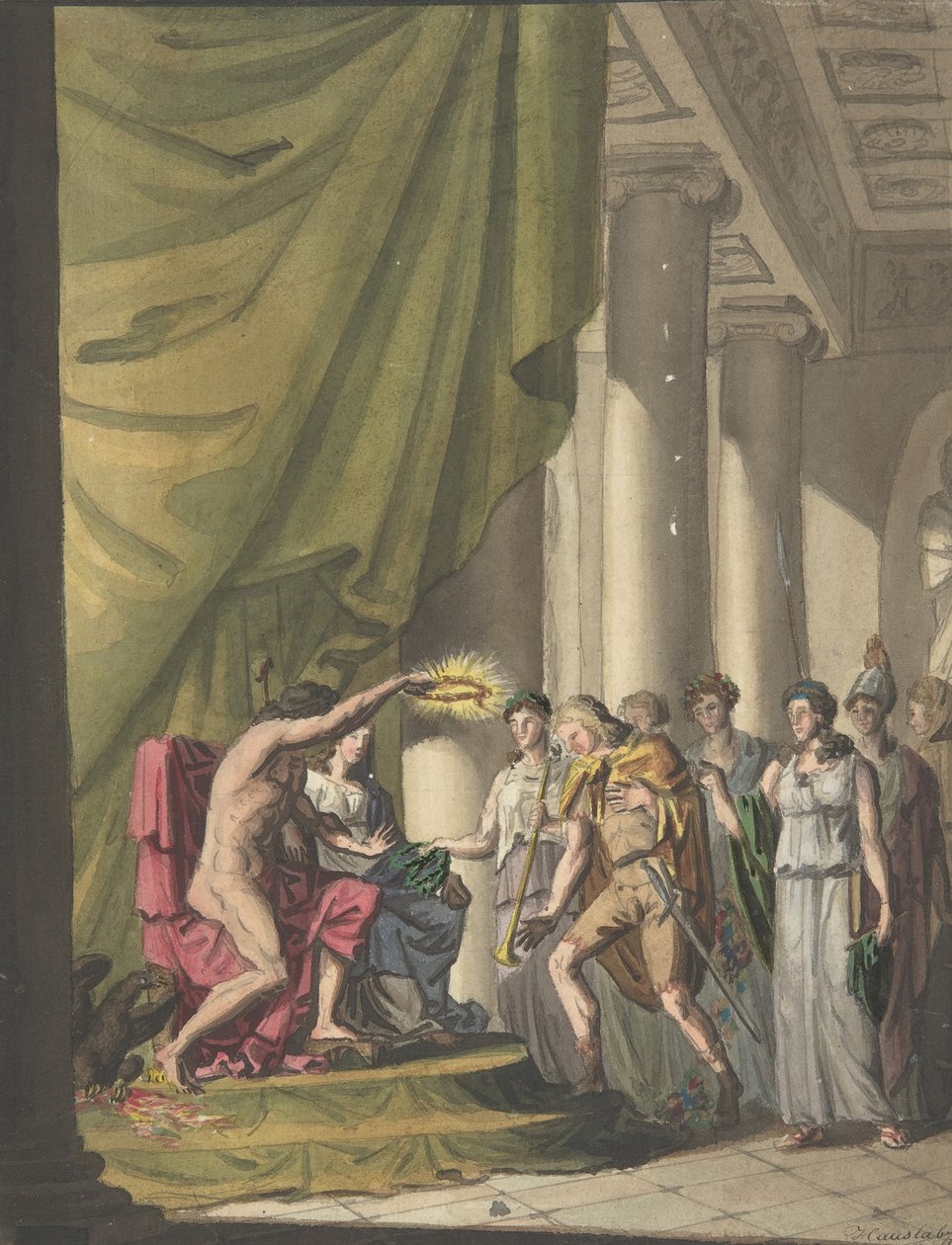 Allegory of Victory: Soldat bliver kronet af laurbær, ca. 1814. af Franz von Hauslab