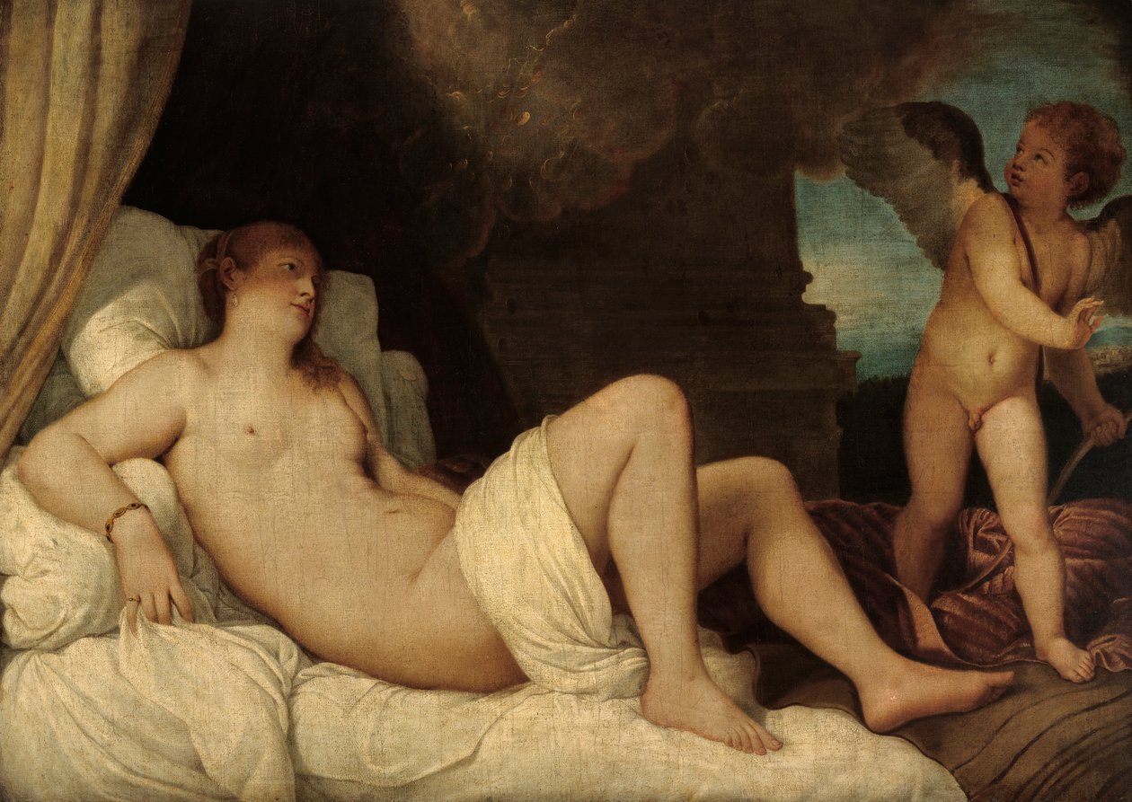 Danaë, kopi efter Tizians maleri i Napoli af Franz von Lenbach