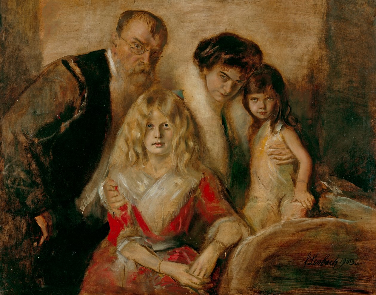 Franz von Lenbach med sin kone og døtre af Franz von Lenbach