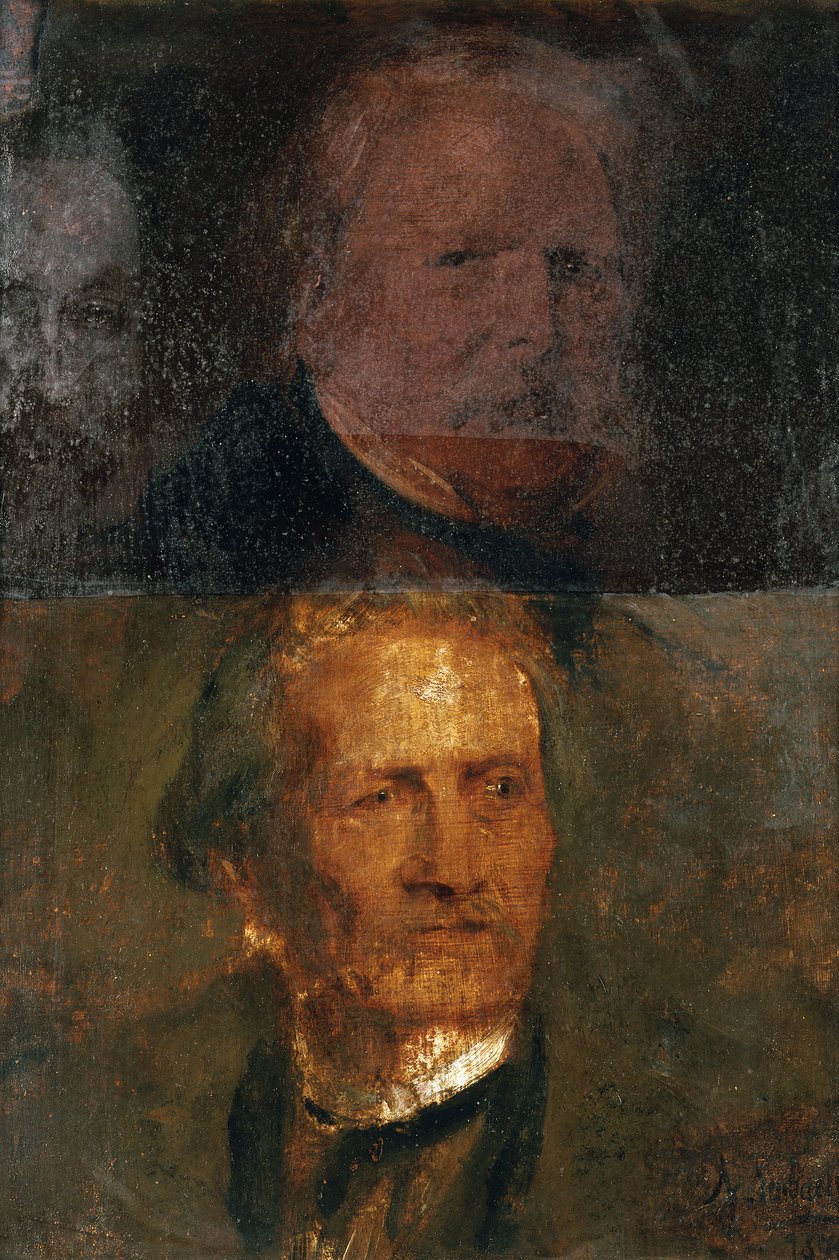 Portrætstudier (Moritz von Schwind og Gottfried Semper) af Franz von Lenbach