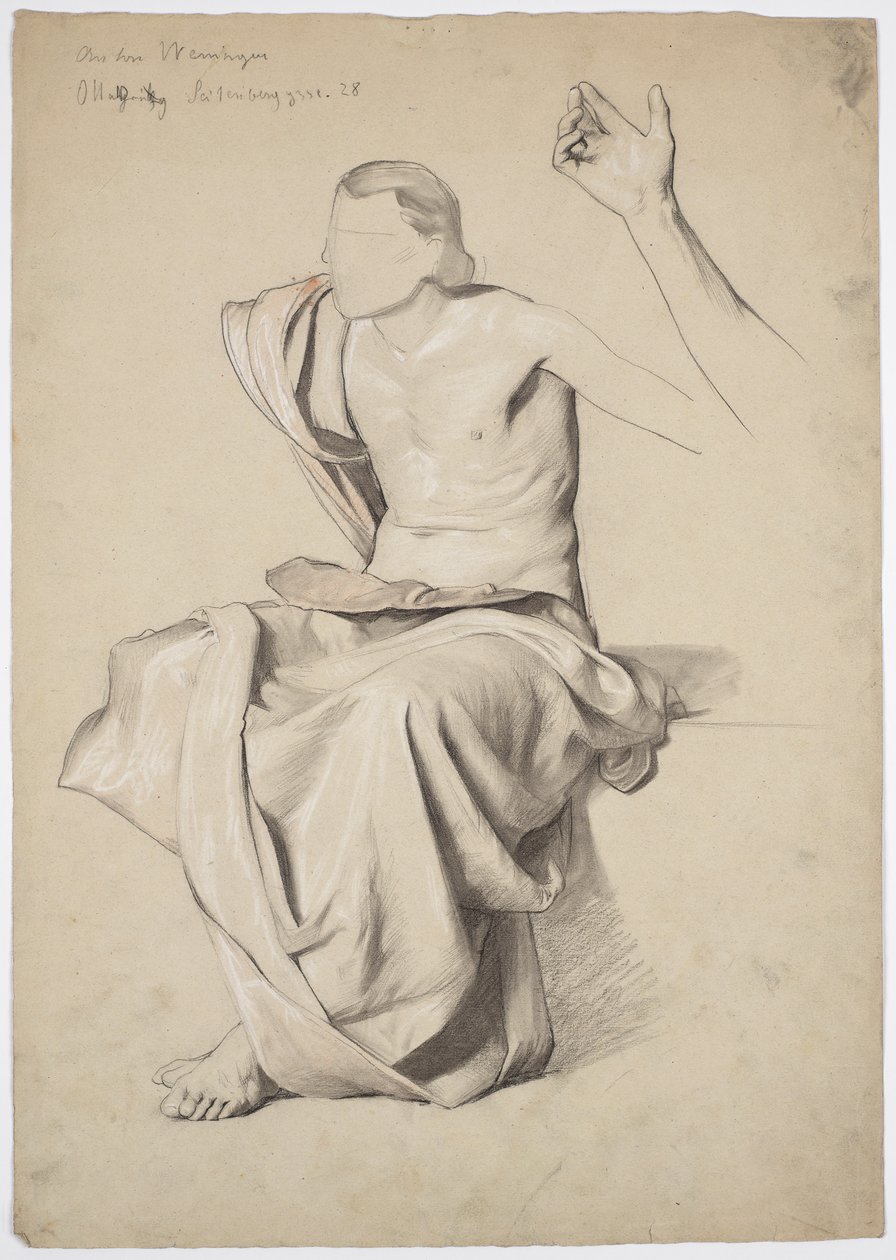 Figurstudie til loftmaleriet "Recitation" i Stadttheater Reichenberg/Liberec af Franz von Matsch