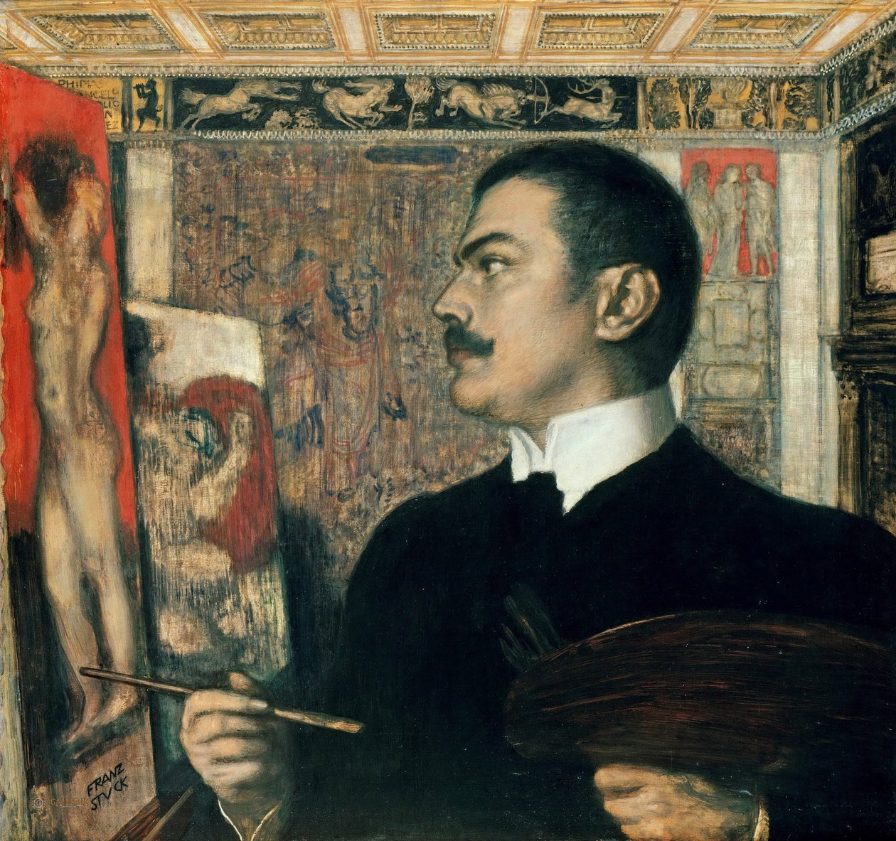 "Selvportræt i studiet" (Selvportræt i studiet) Maleri af Franz von Ritter Stuck (1863-1928) 1905 Staatliche Museen, Berlin af Franz von Stuck