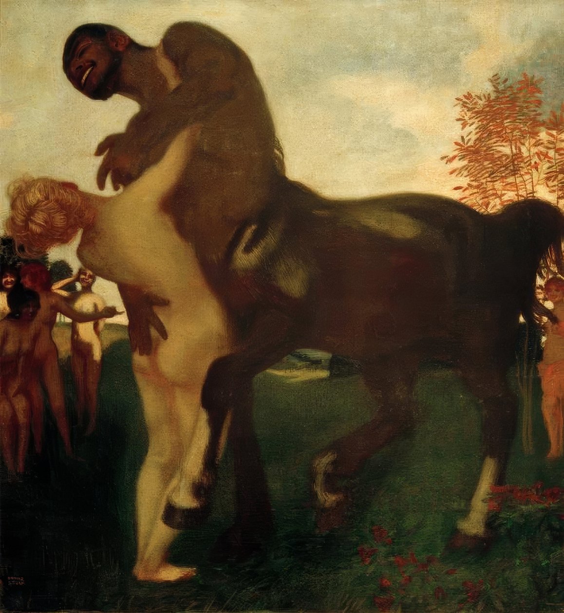 Kentaur og nymfe af Franz von Stuck