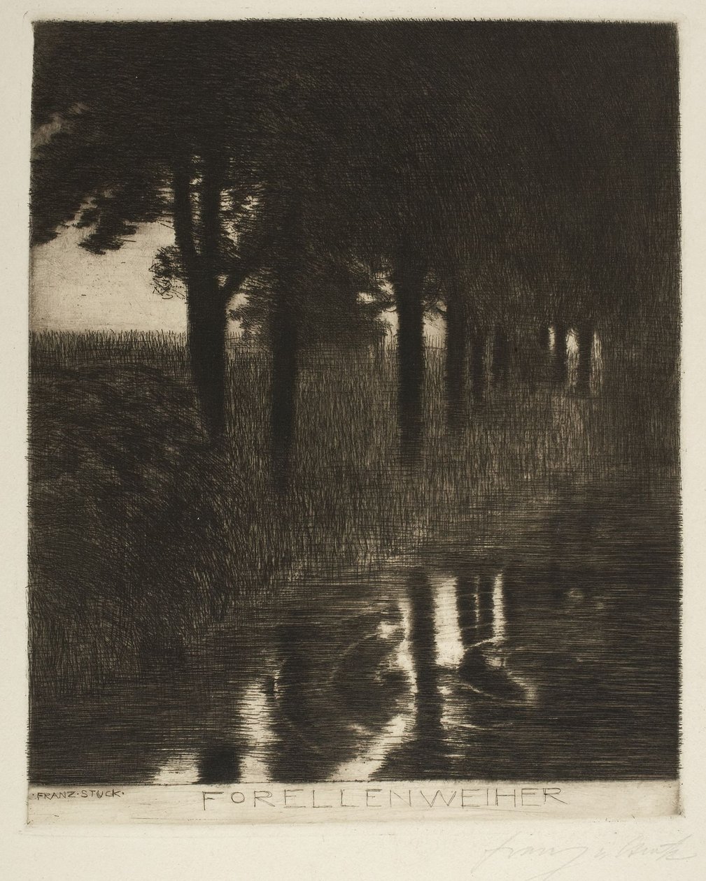Forellenweiher (ørreddam) af Franz von Stuck