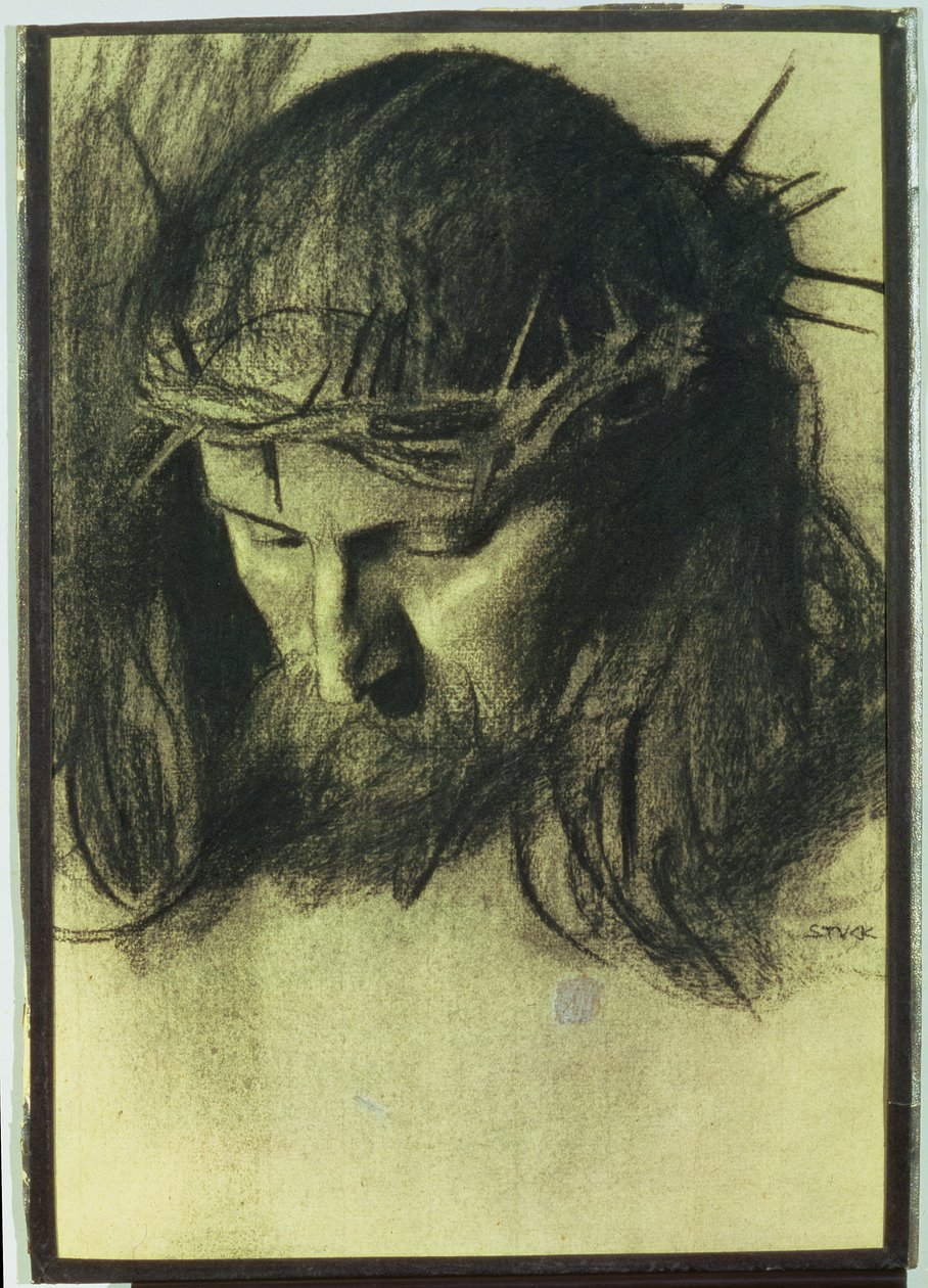 Kristi hoved, ca.1890 (kul og kridt) af Franz von Stuck