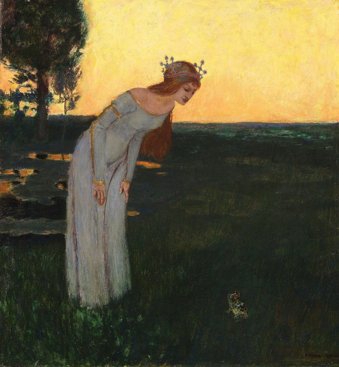 Once upon a time - Once upon a time, af Stuck, Franz, Ritter von (1863-1928). olie på træ af Franz von Stuck