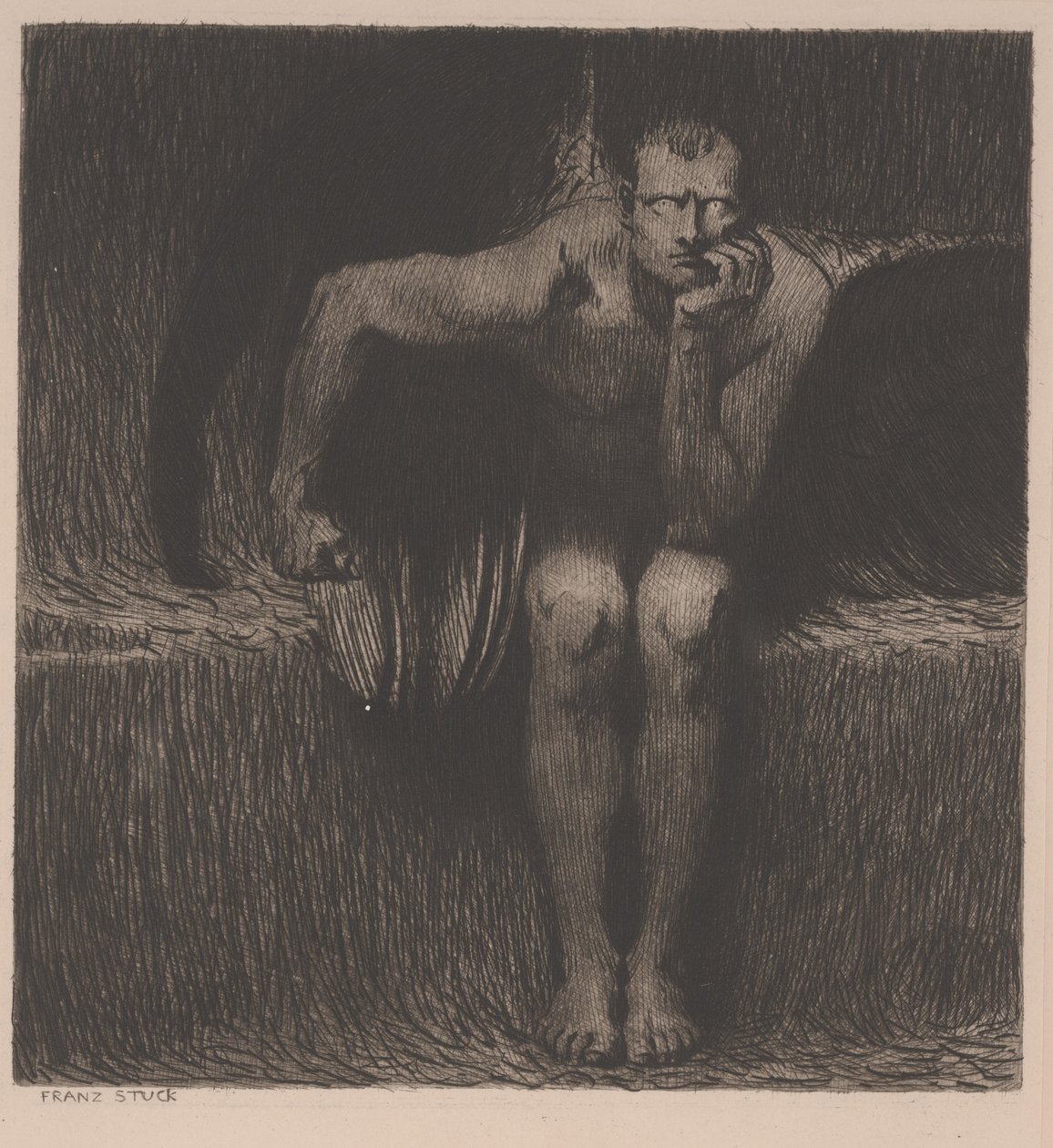 Lucifer, ca. 1890 (radering) af Franz von Stuck
