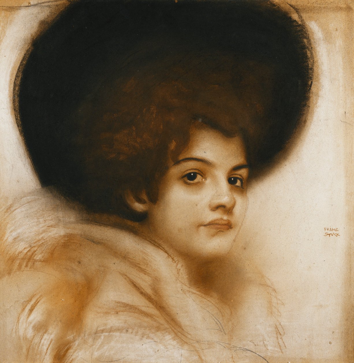 Portræt af en dame med en hat, af Franz von Stuck