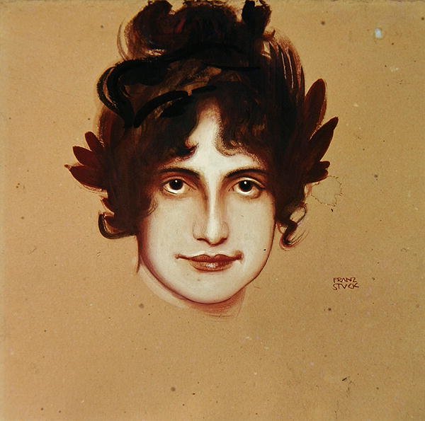 Portræt af en kvinde, ca. 1896 (olie på papir) af Franz von Stuck