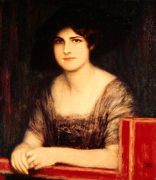 Portræt af kunstnerens datter, Mary, ca. 1916 (olie) af Franz von Stuck