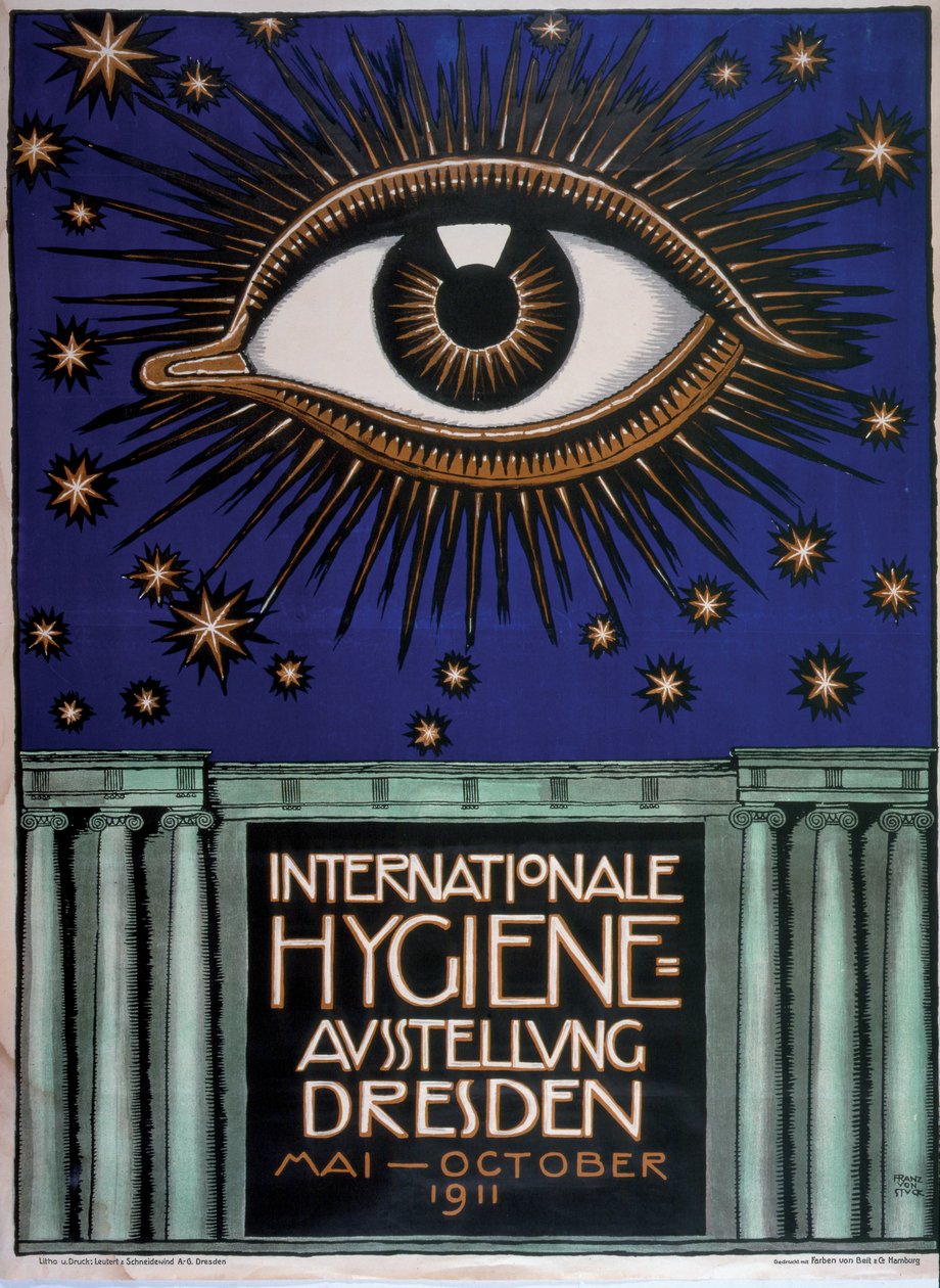 Plakat for den første internationale hygiejneudstilling i 1911, 1911 af Franz von Stuck
