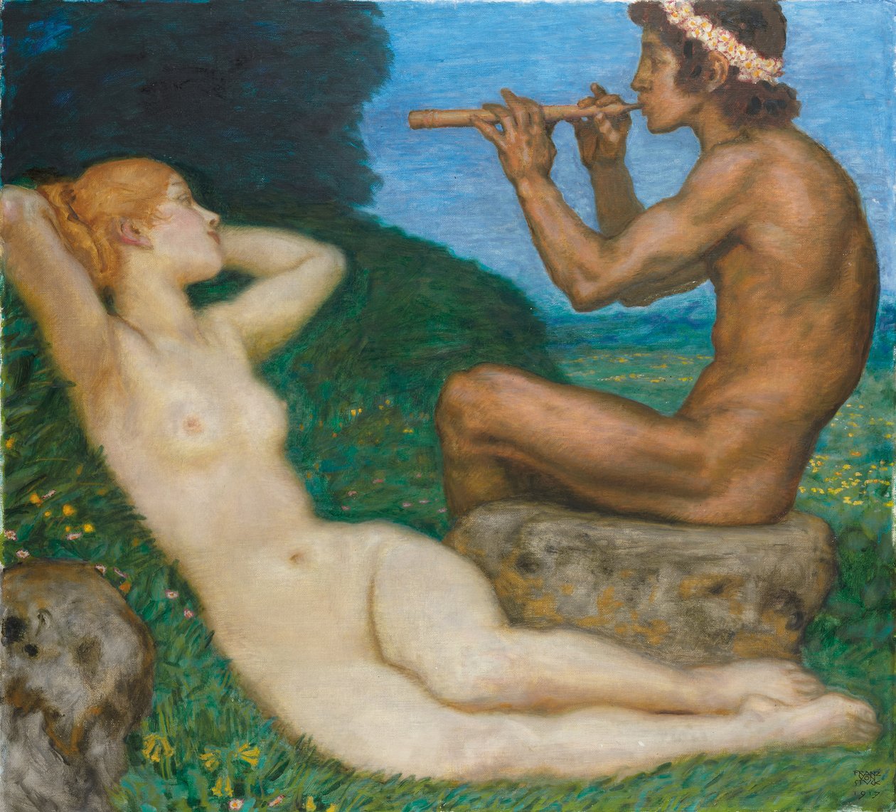 Forårs kærlighed; Liebesfr?hling, 1917 af Franz von Stuck
