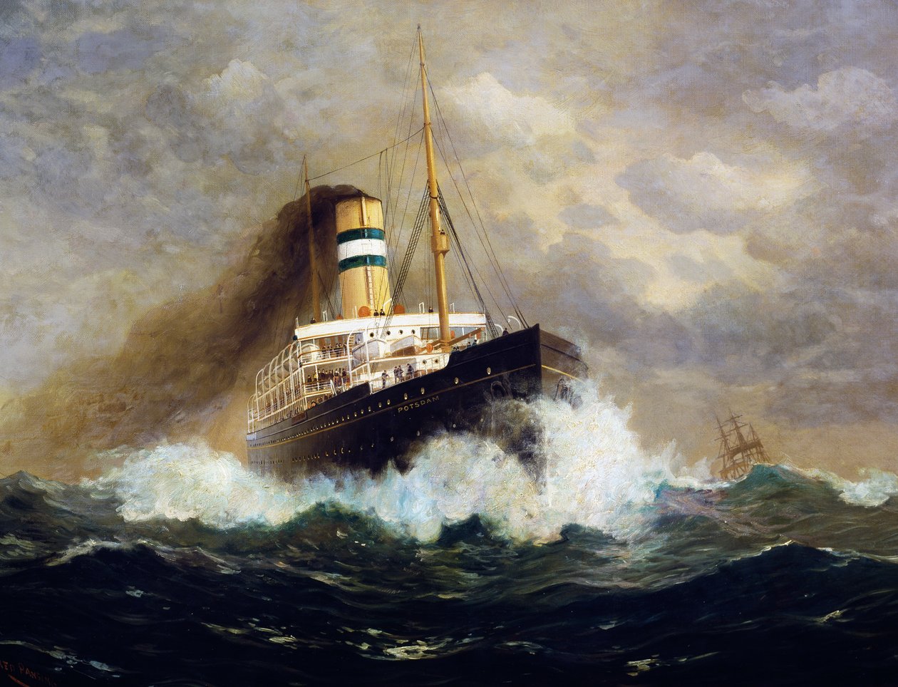 Potsdam passagerskib af Fred Pansing (1844-1912), olie på lærred, 20. århundrede af Fred Pansing