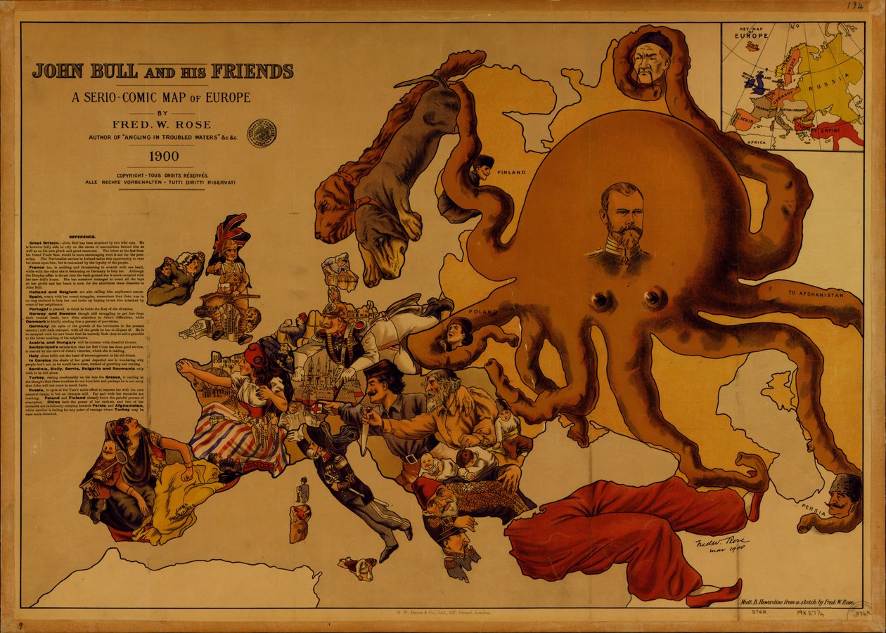 John Bull og hans venner. Et serio-komisk kort over Europa af Fred W. Rose