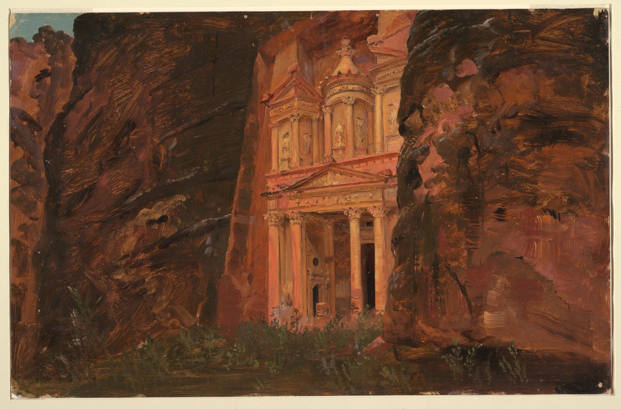 Tegning, El Khasneh, Petra, slutningen af ​​februar 1868 af Frederic Edwin Church
