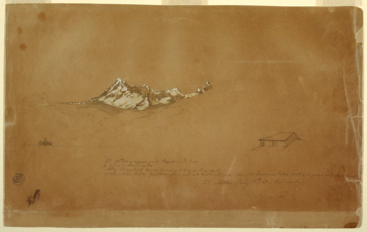 Tegning, Mount Altar, Ecuador af Frederic Edwin Church