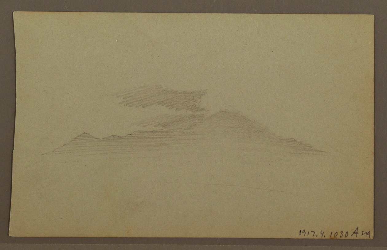 Tegning, bjergkæde, sky af Frederic Edwin Church