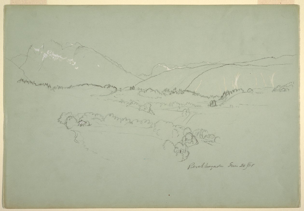 Tegning, nordøst, nær Berchtesgaden, Bayern, 20. juni 1868 af Frederic Edwin Church
