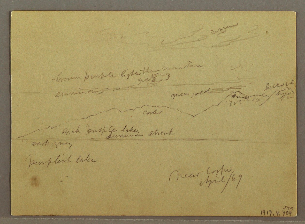 Tegning, himmelundersøgelse over havet af Frederic Edwin Church