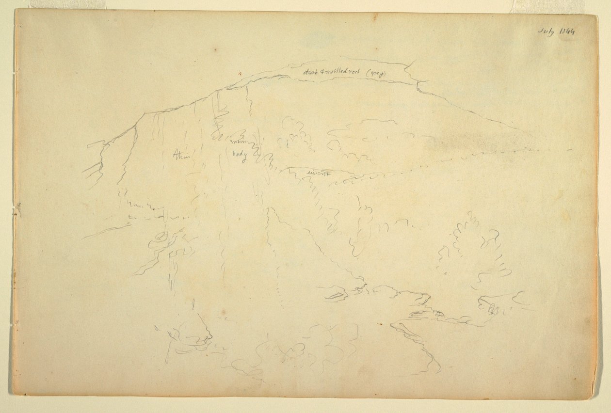 Tegning, Wooded Hillside, Catskill Mountains, juli 1844 af Frederic Edwin Church