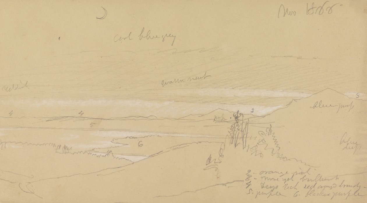 Flod gennem Mountain Valley med himmel og halvmåne af Frederic Edwin Church