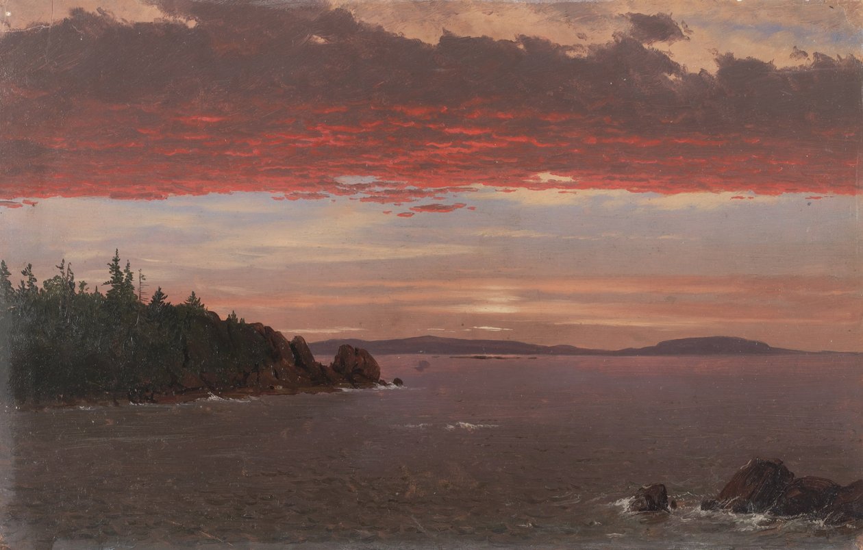 Schoodic Peninsula fra Mount Desert ved solopgang af Frederic Edwin Church