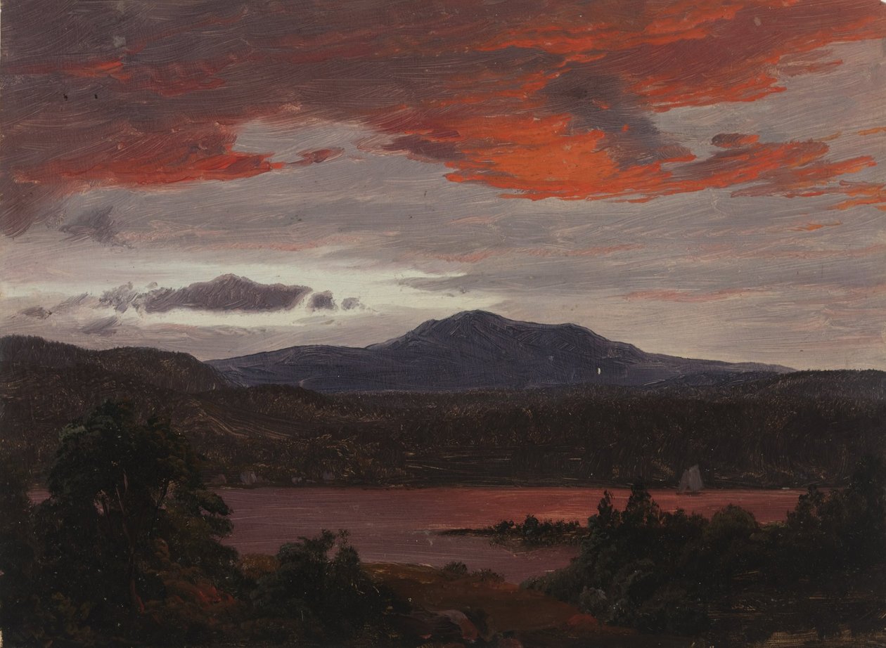 Turner Pond med Pomola Peak og Baxter Peak, Maine. af Frederic Edwin Church