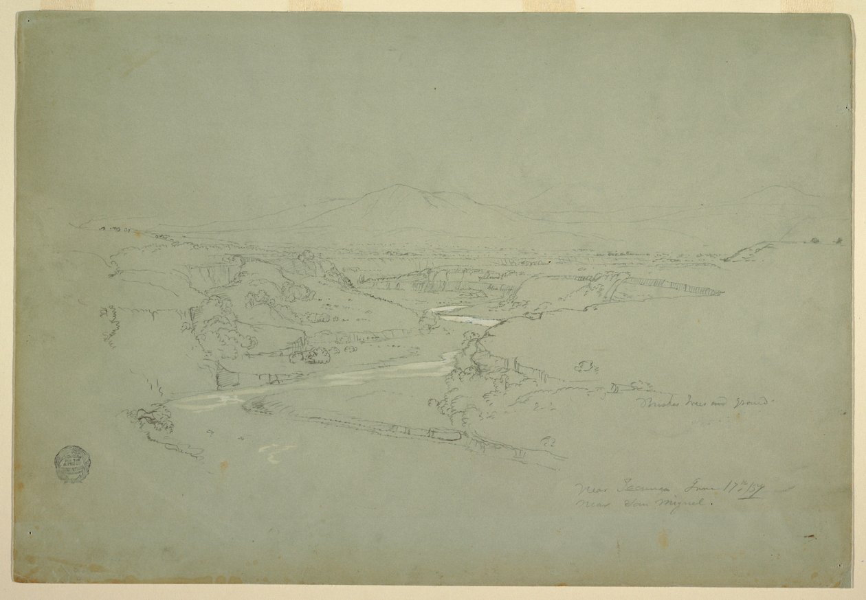 Dal med en snoede strøm, der skærer gennem et bjergplateau nær Tacunga og San Miguel af Frederic Edwin Church