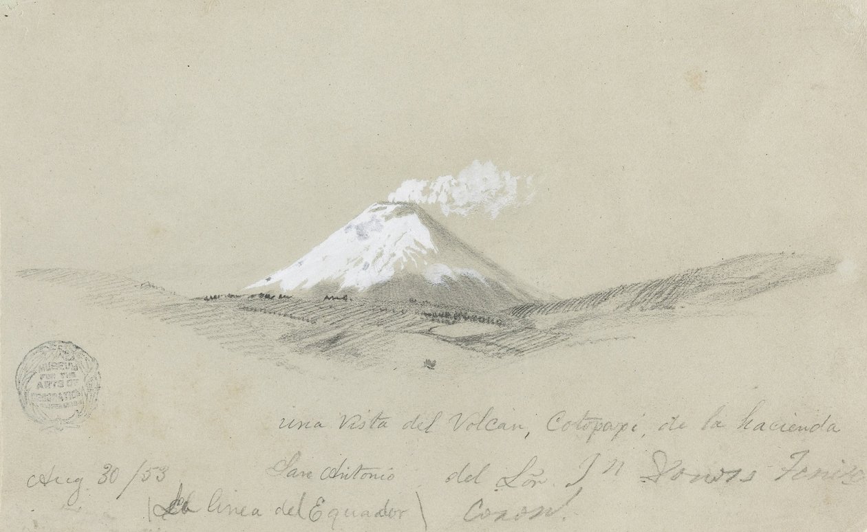 Udsigt over Cotapaxi fra Hacienda San Antonio, Ecuador af Frederic Edwin Church
