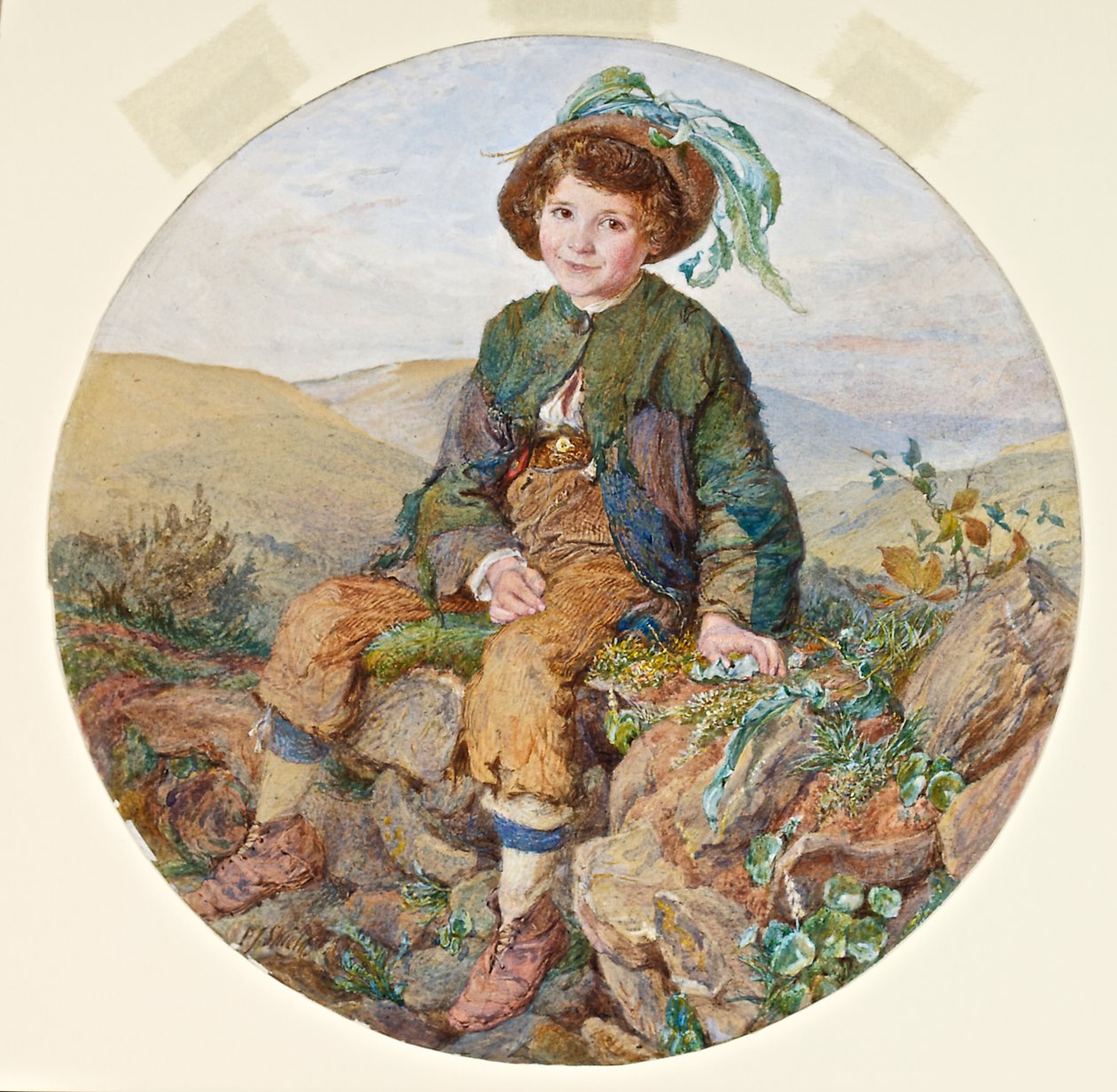 En kavalerist, ca.1860 (wc og gouache på kort) af Frederic James Shields