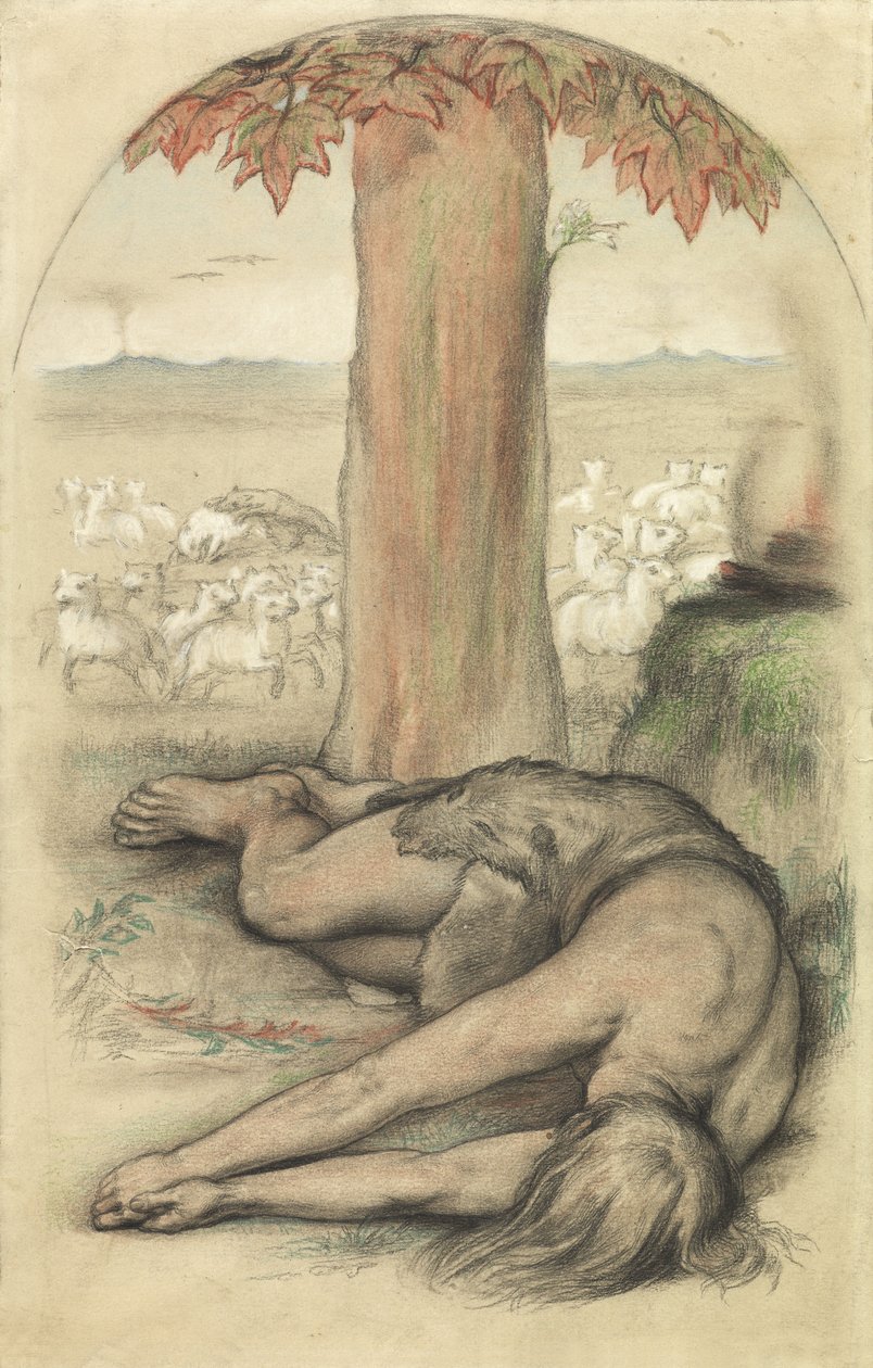 Allegori om lediggang (blyant og kridt på papir) af Frederic James Shields