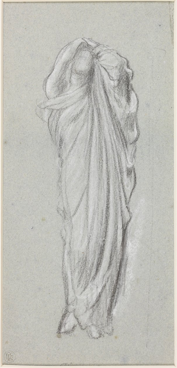 Draperistudie for Electra ved Agamemnons grav (kridt på papir) af Frederic Leighton