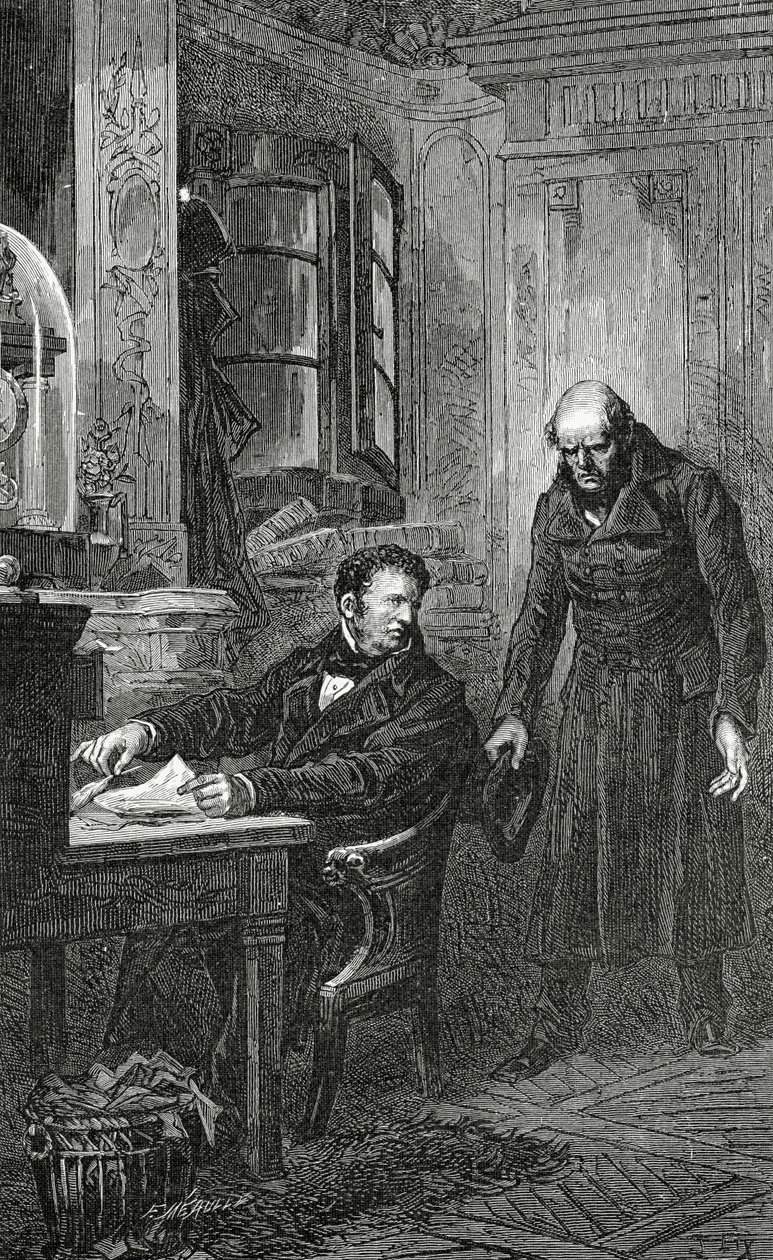 Illustration fra Les Misérables, 1800-tallet (bw-gravering) af Frederic Theodore Lix