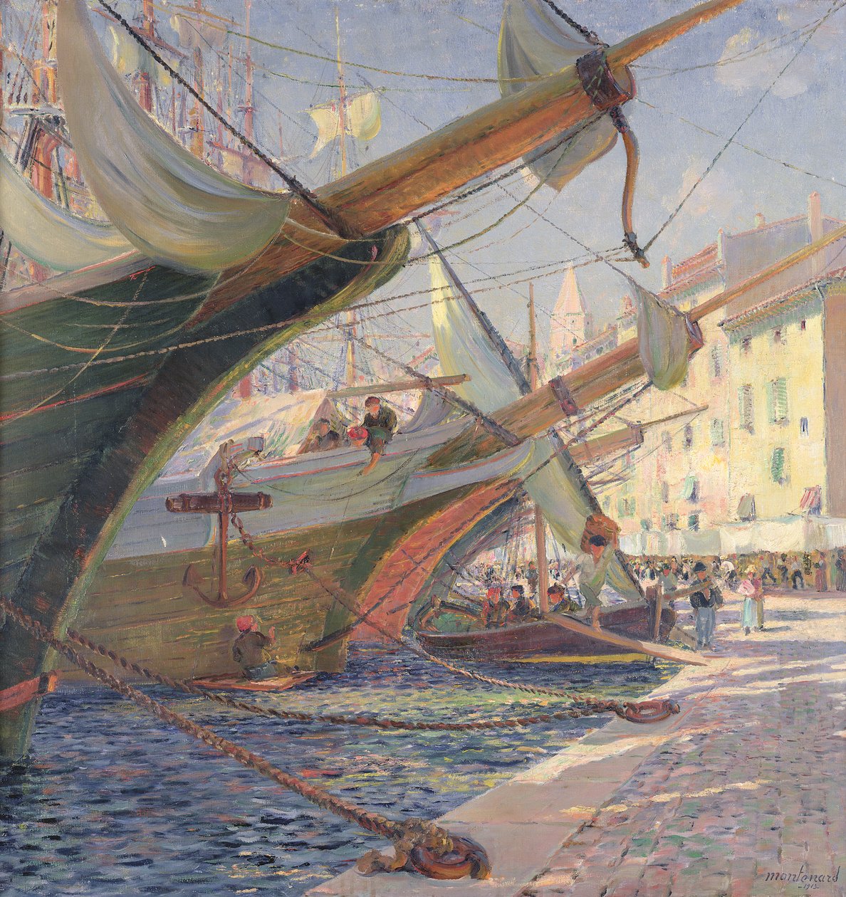 Udsigt over en Middelhavshavn, 1913 af Frederic Montenard
